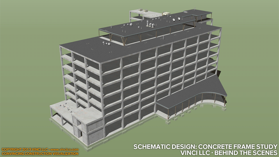 3d Construction Visualization Schematic Design Completion Plausible Patient Tower Concrete Structure
