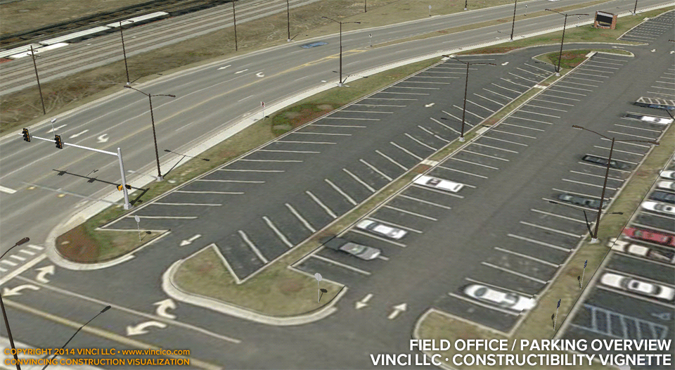 4d virtual construction visualization field office parking overview