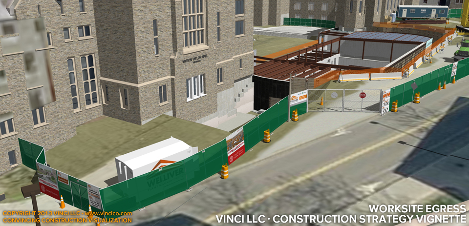 3d virtual construction worksite detail site egress.