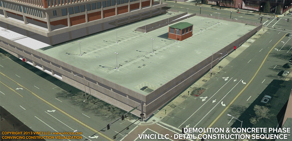 4d virtual construction visualization demolition foundation concrete phase.