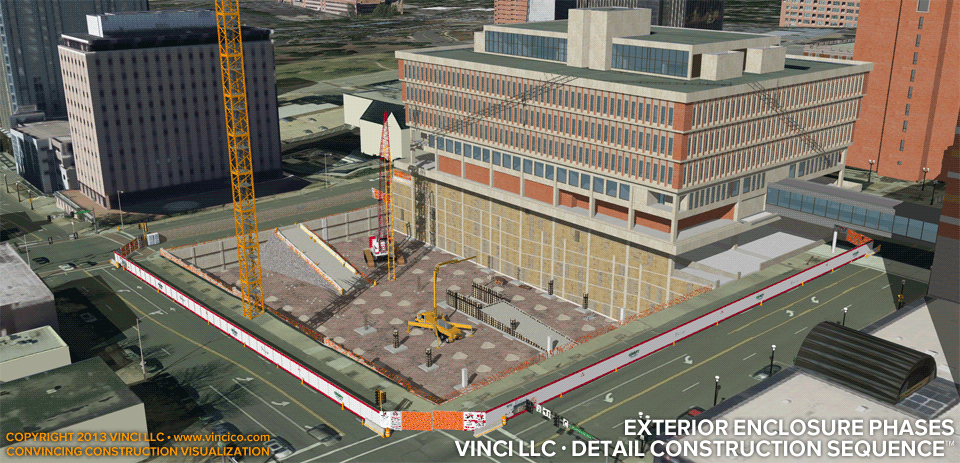 4d virtual construction visualization exterior elevator addition.