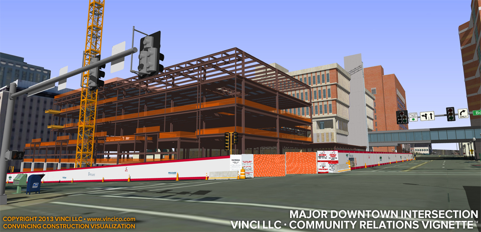 3d virtual construction urban courthouse community relations vignette street view.