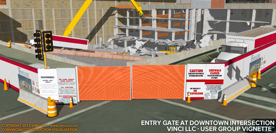 3d virtual construction urban courthouse community view main entry gate.