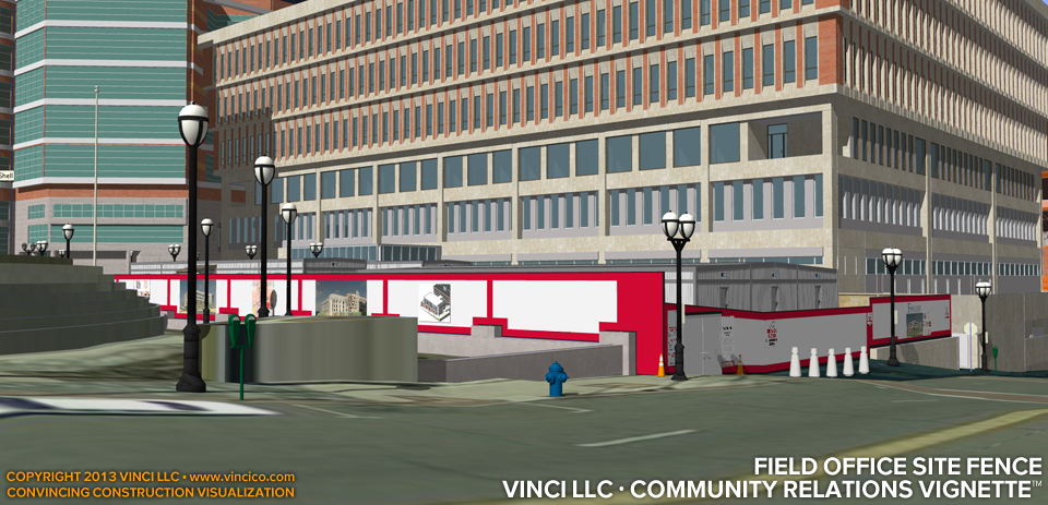 3d virtual construction urban courthouse community view public field office compound.