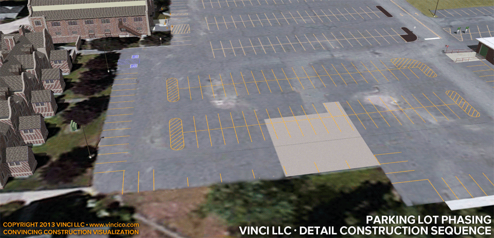 4d worksite detail vdc virtual construction adjacent parking lot phasing