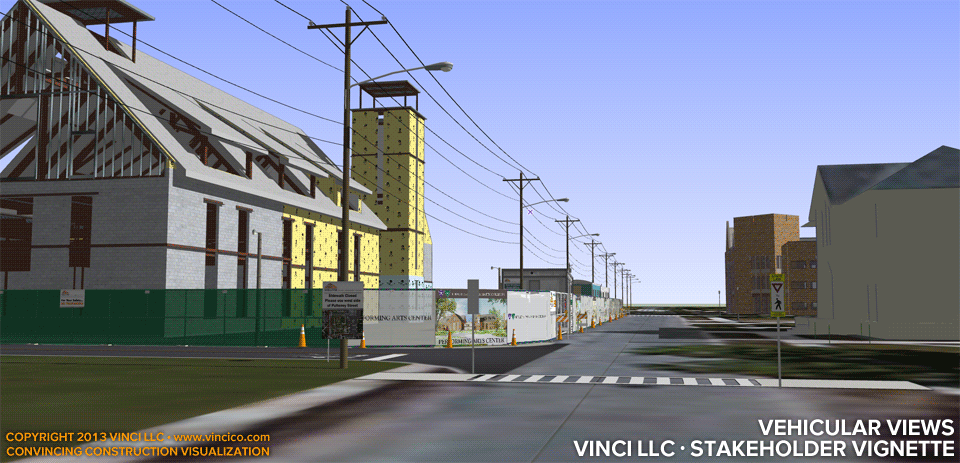 3d virtual construction view vehicular traffic community relations vignette