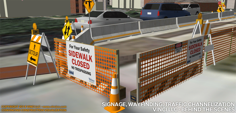 4d virtual construction visualization signage traffic channelization
