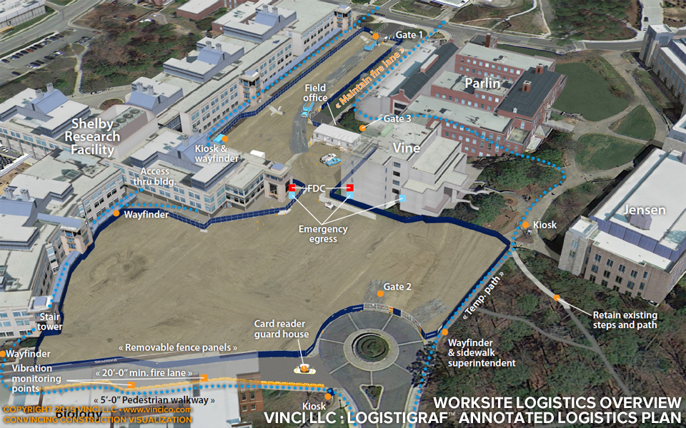 annotated virtual construction logistics phase