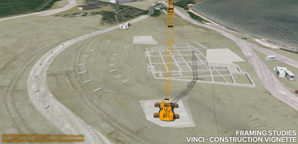 4d virtual construction simulation amphitheater framing studies.