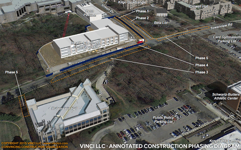 4d virtual construction visualization university campus utilities phasing