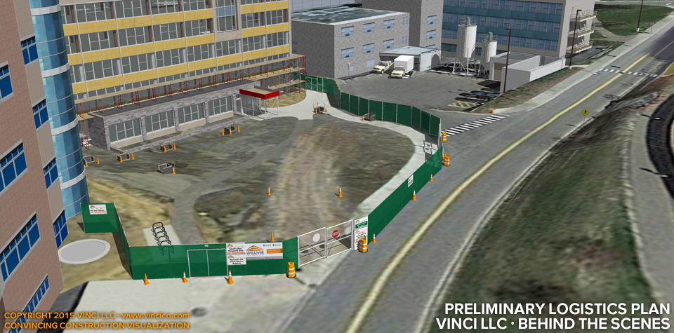 preliminary construction logistics model fence gates branding