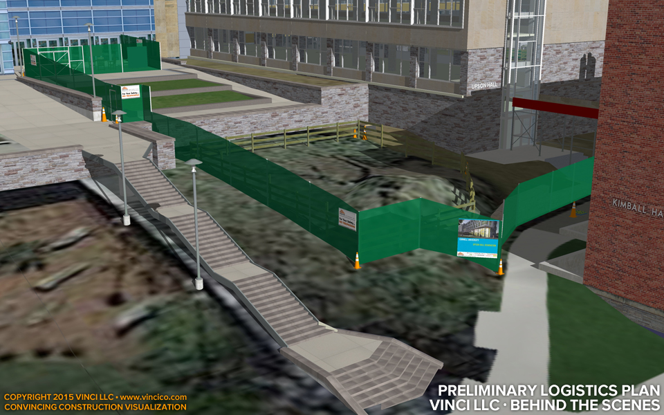preliminary construction logistics model fence campus plaza branding