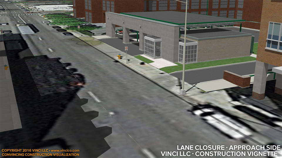 4d virtual construction temporary traffic channelization lane closure inbound