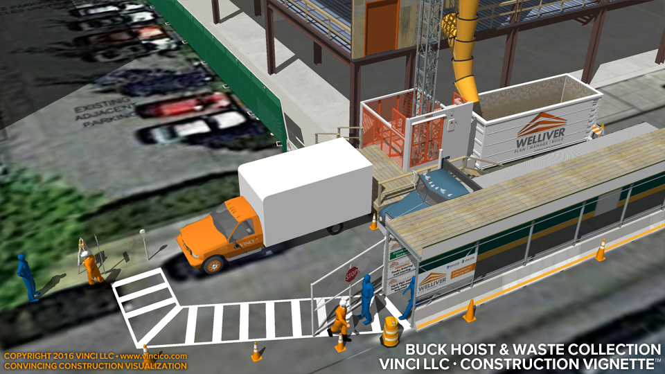 4d virtual construction waste buck hoist