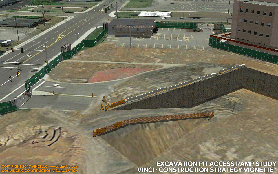 4d preconstruction site logistics excavation pit access ramp