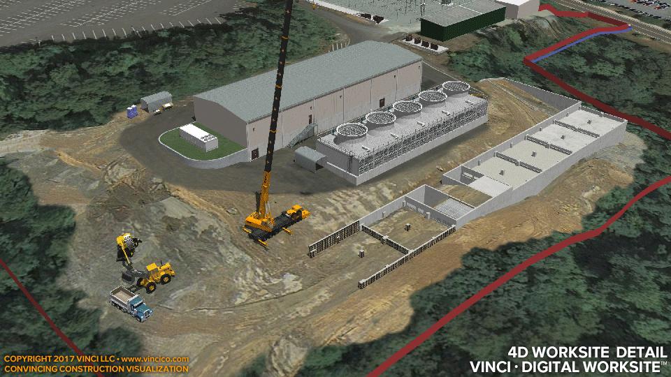 4d virtual construction university cooling tower logistics excavation.