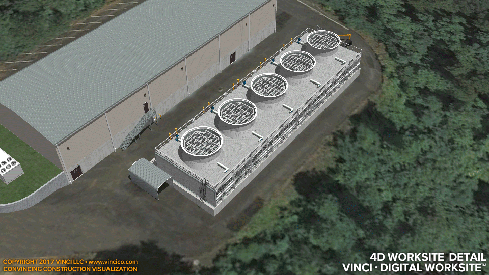 4d virtual construction university cooling tower logistics overview.