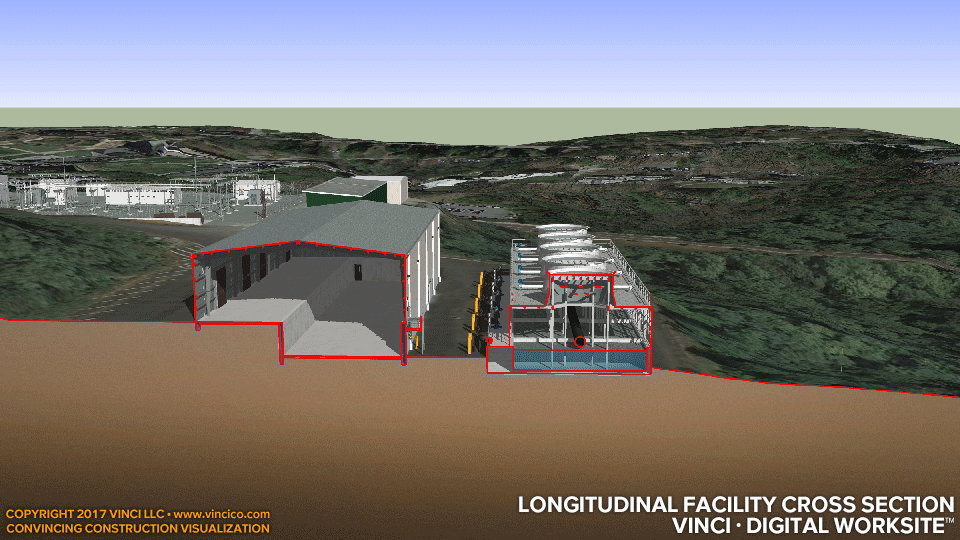 university cooling tower worksite cross section.