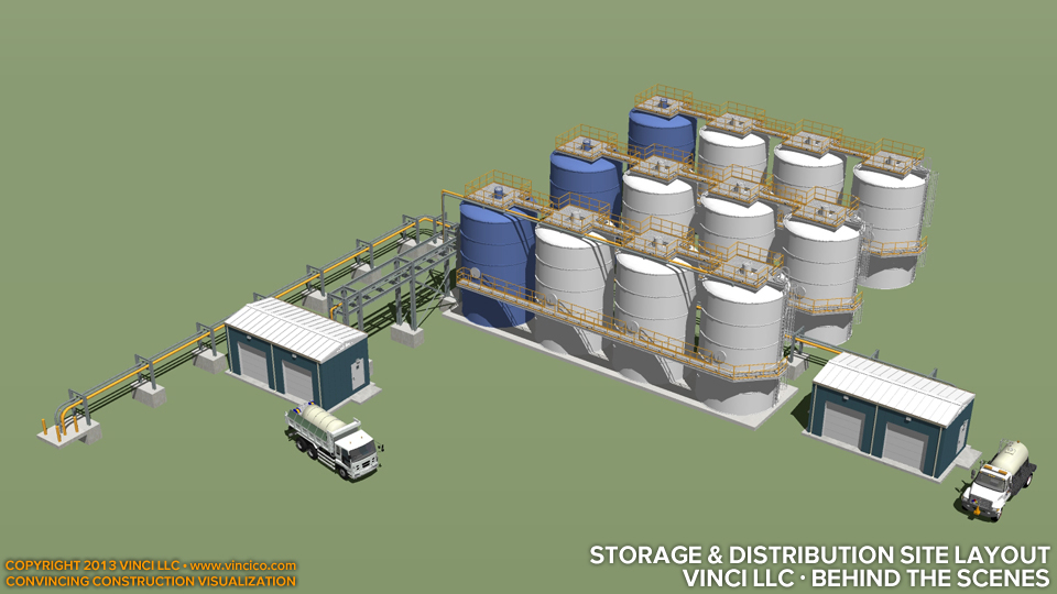 industrial illustration oil services storage site layout sketch