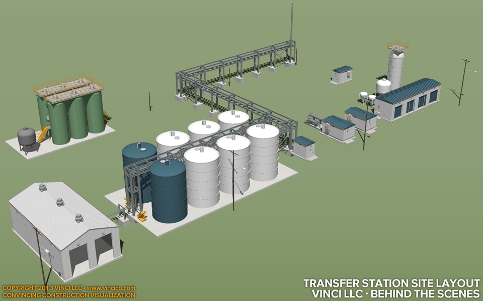 industrial illustration oil services transfer station site layout sketch