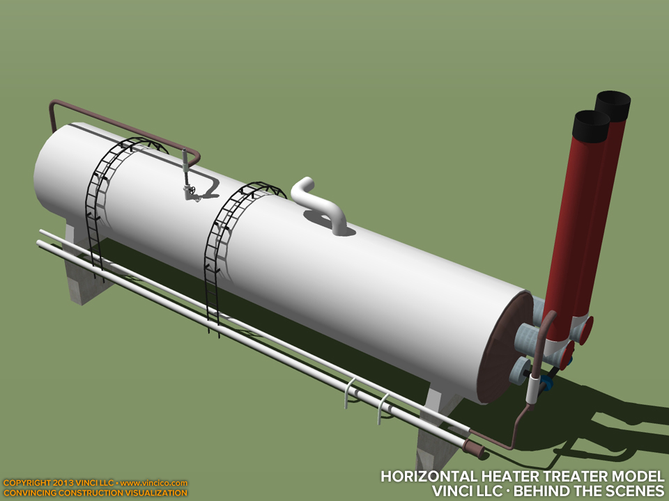 industrial illustration oil services horizontal heater treater model